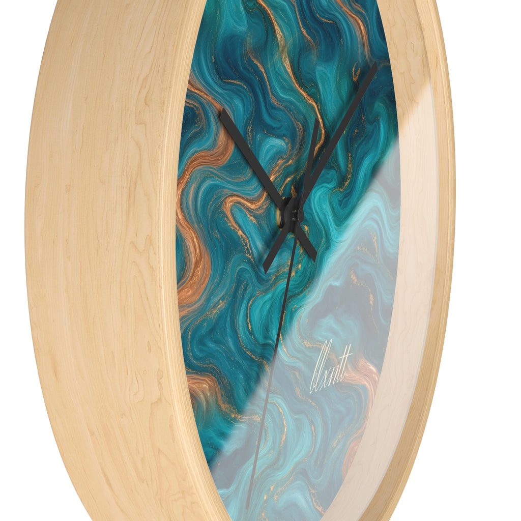 Turquoise & Copper Marble Wall Clock