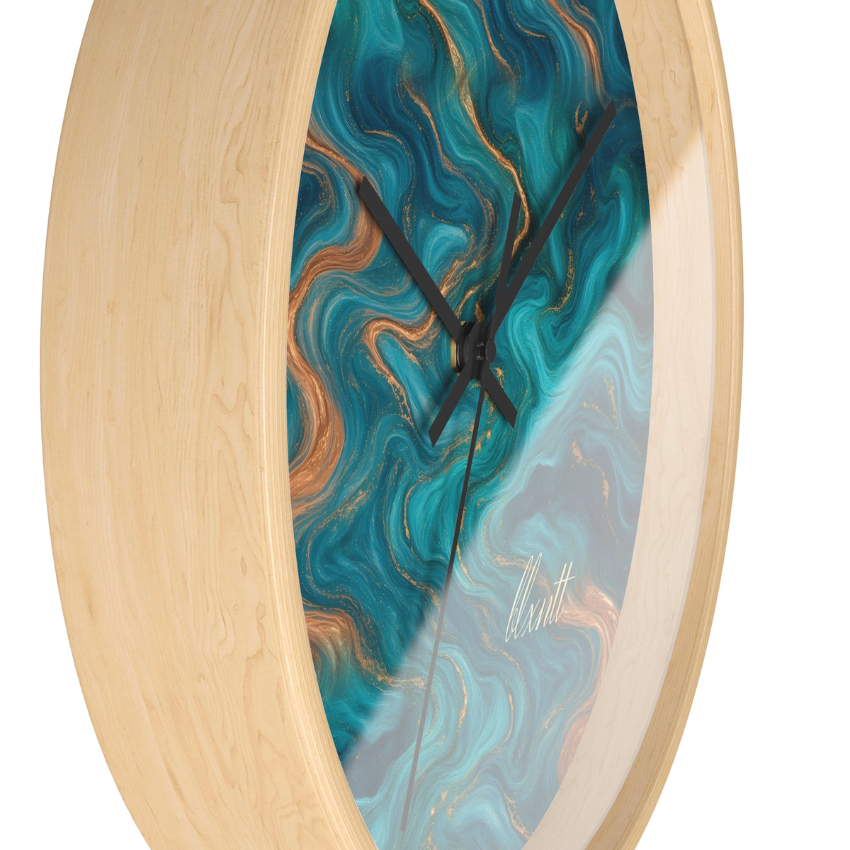 Turquoise & Copper Marble Wall Clock