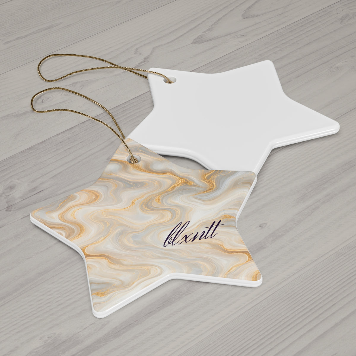 White & Gold Marble Ornament