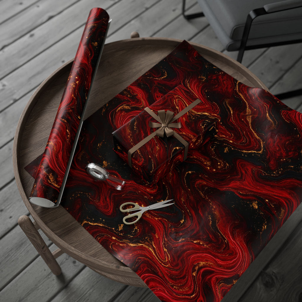 Red & Black Marble Wrapping Paper