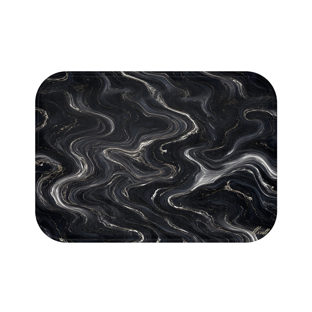 Black & Silver Marble Bath Mat