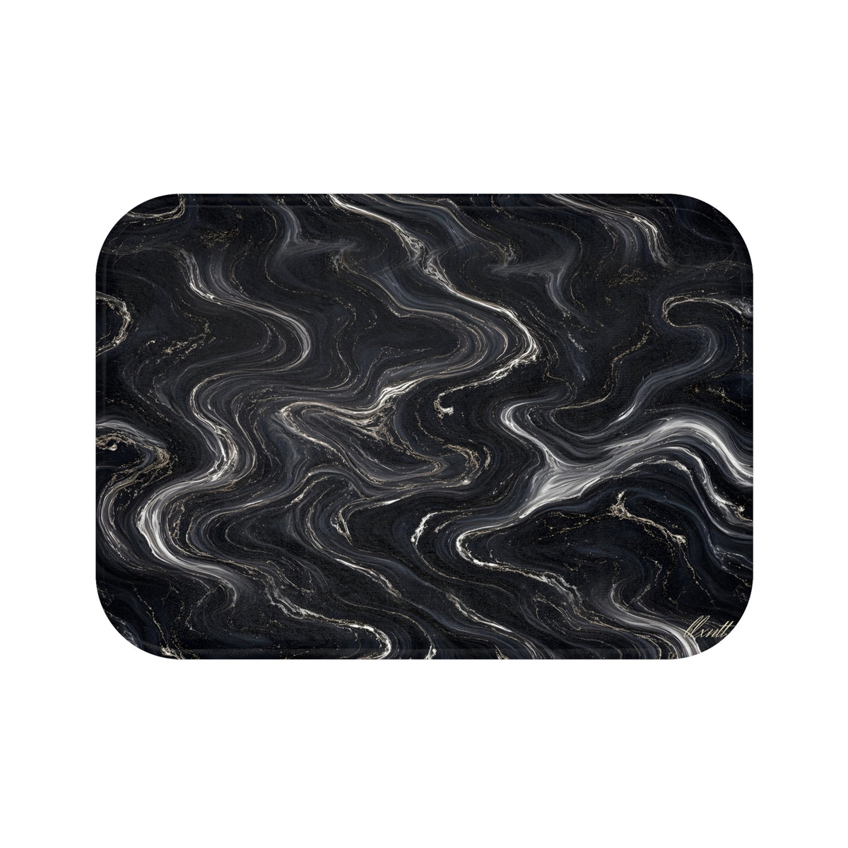 Black & Silver Marble Bath Mat