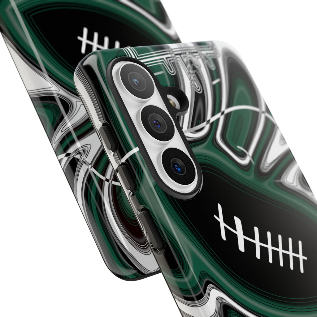 Hunter Green & White Trippy Football Phone Case