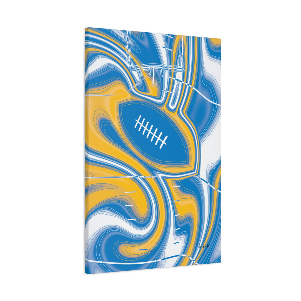Powder Blue & Gold Trippy Football Canvas