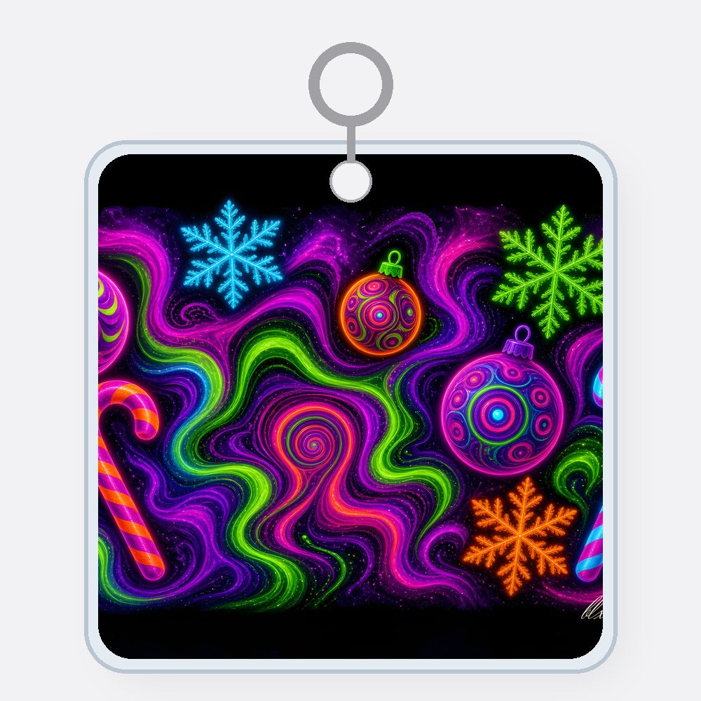 Trippy Christmas Neon Acrylic Keychain