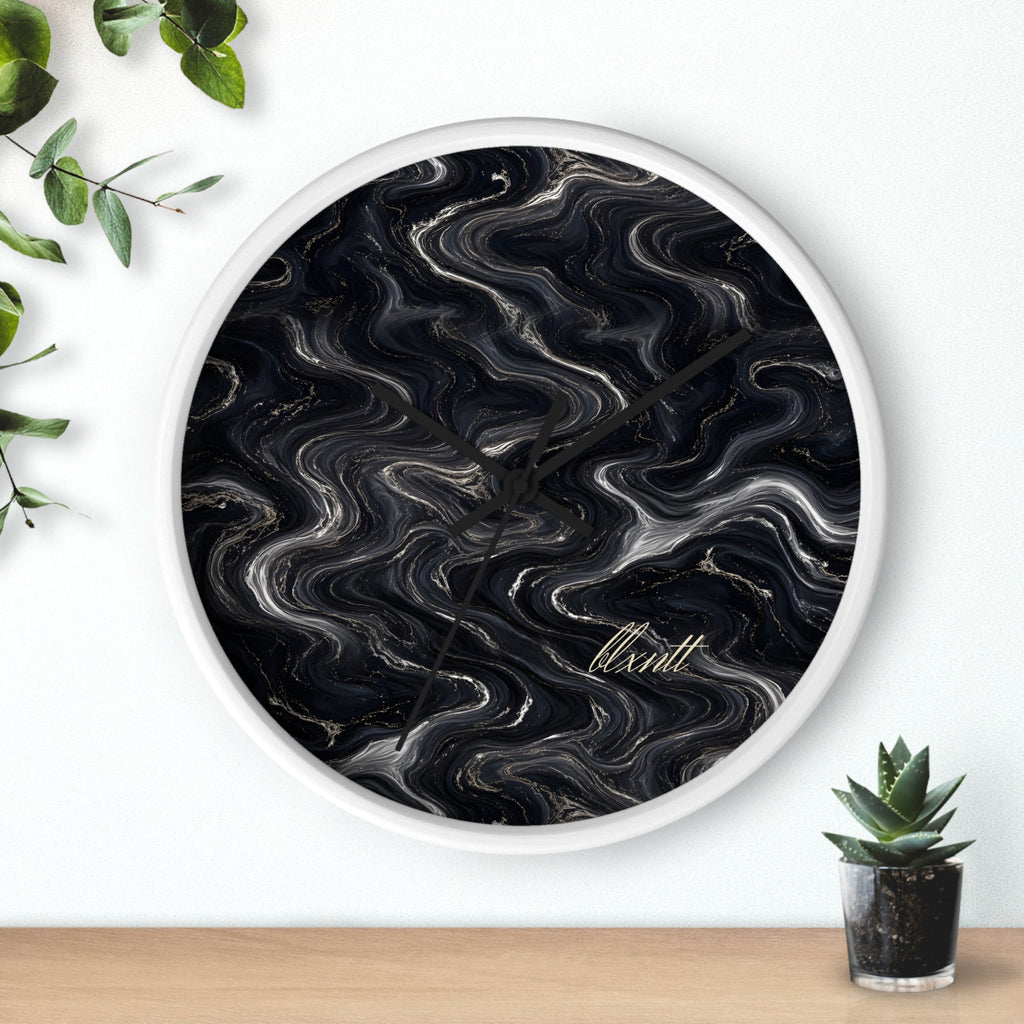 Black & Silver Marble Wall Clock