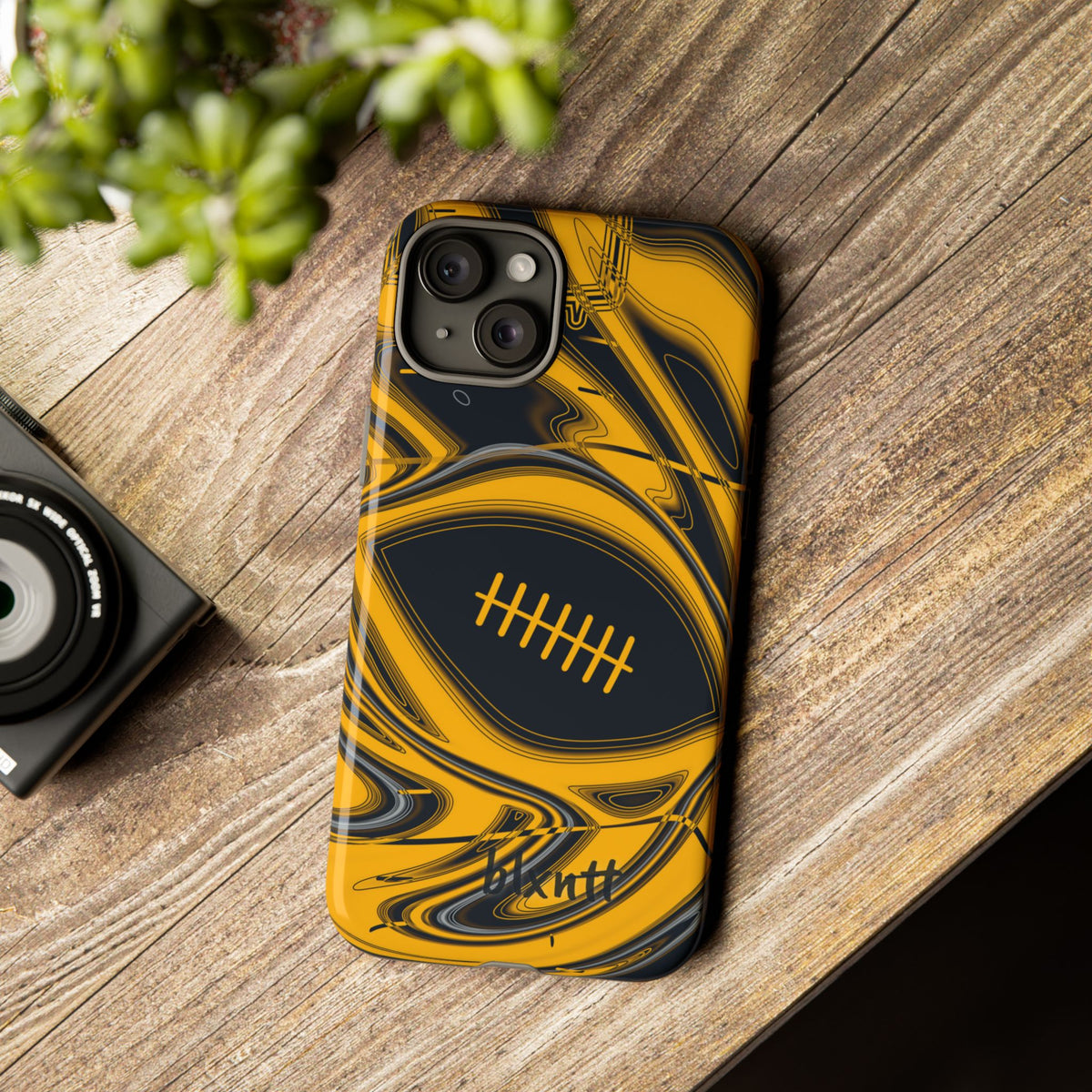 Black & Gold Trippy Football Phone Case