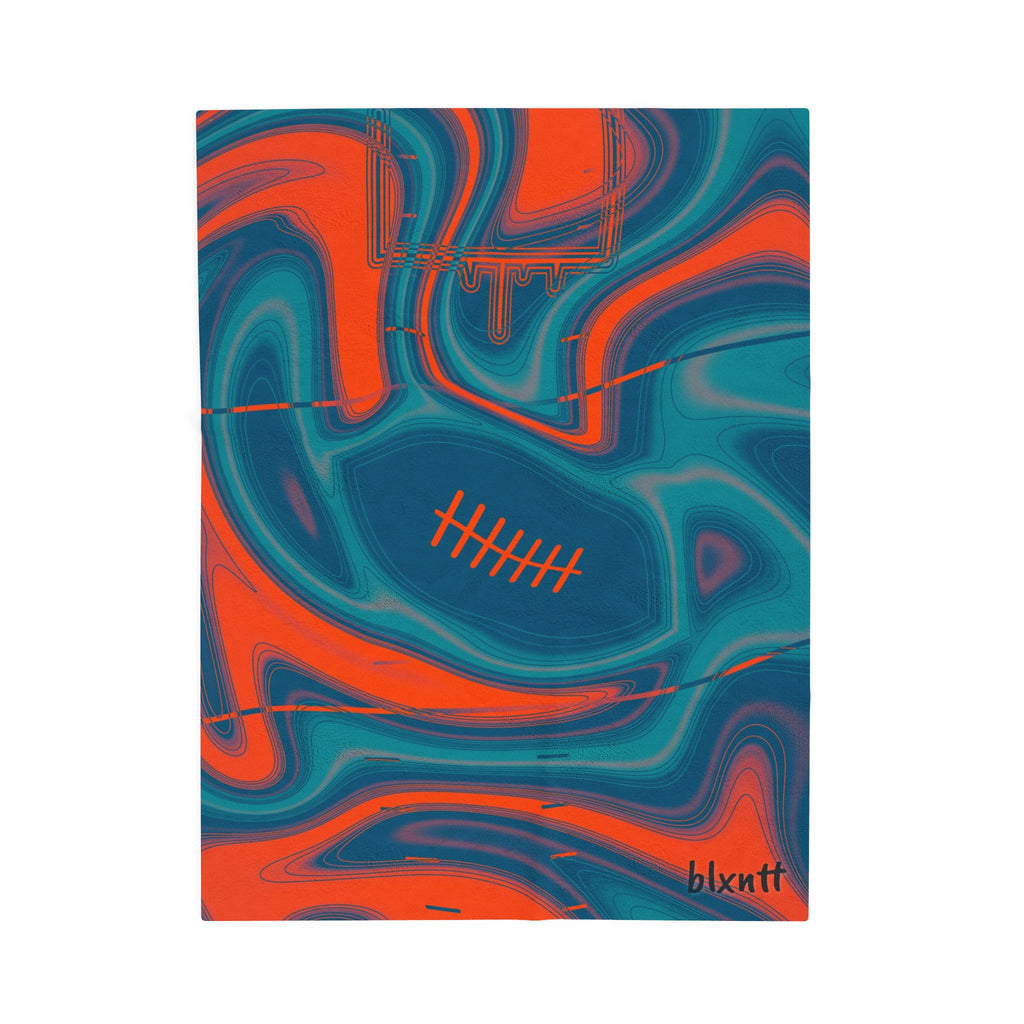 Aqua & Orange Trippy Football Blanket