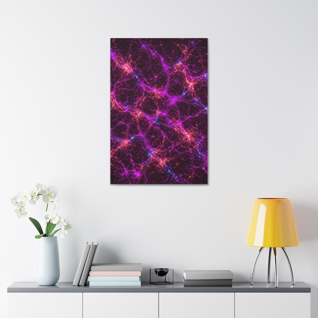 Neon Mycelium - Ember Orchid Glossy Canvas