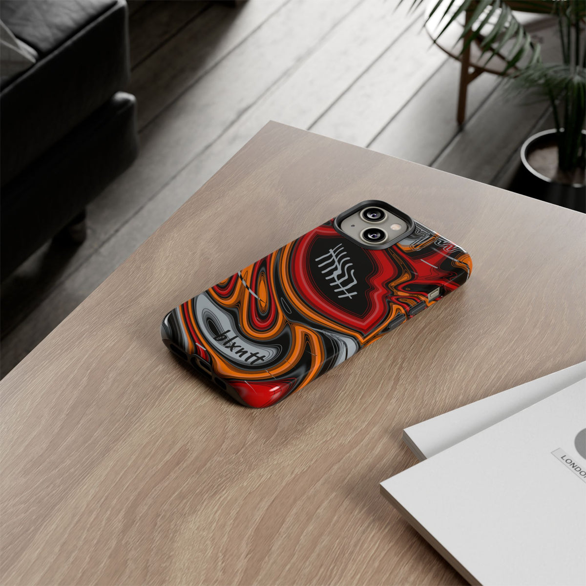 Red, Orange & Pewter Trippy Football Phone Case