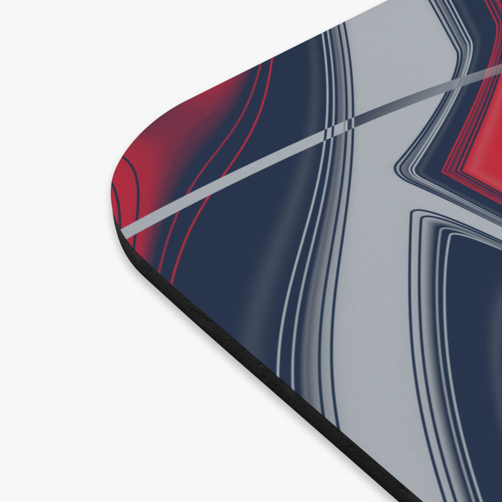 Navy, Red & Silver Trippy Football Mouse Pad