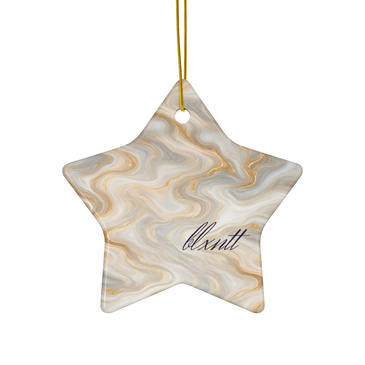 White & Gold Marble Ornament