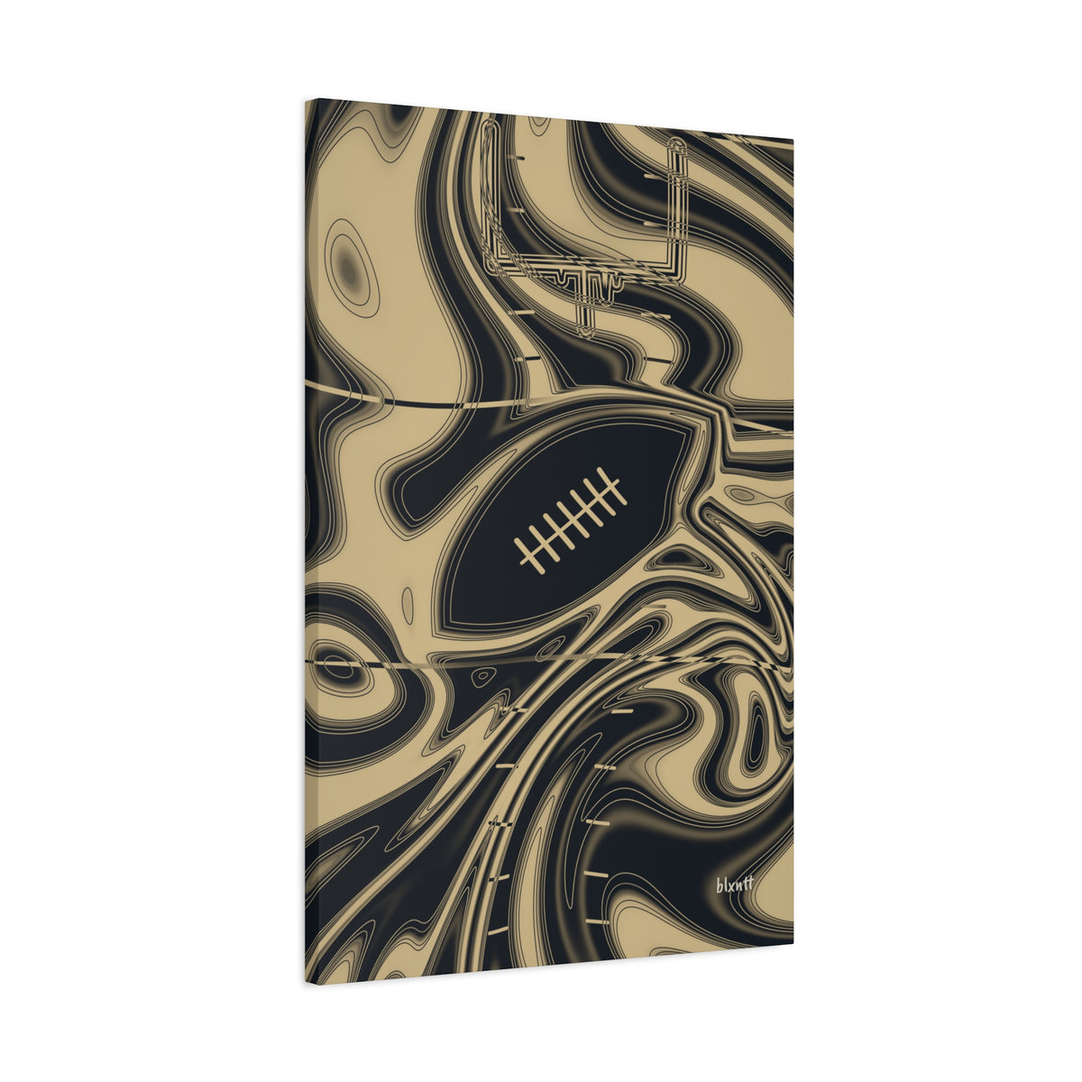 Old Gold & Black Trippy Football Canvas