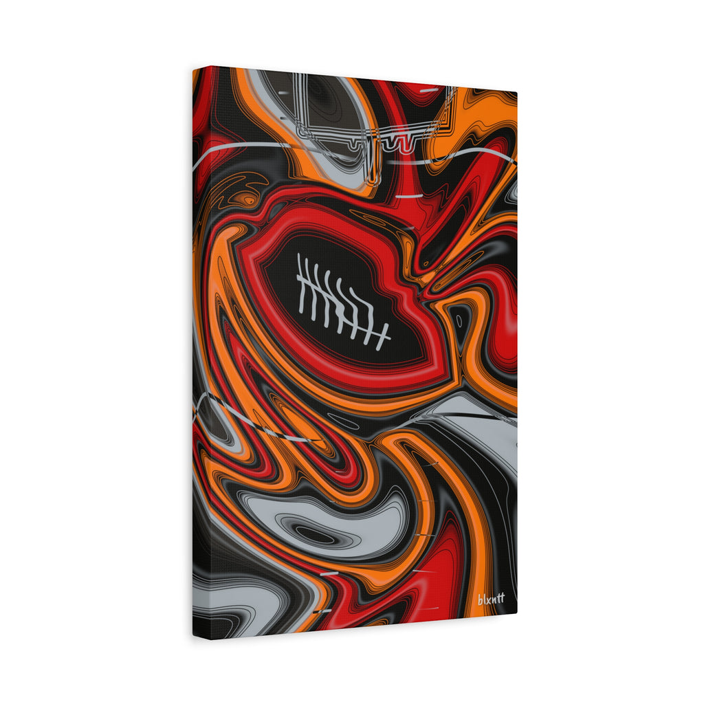 Red, Orange & Pewter Trippy Football Canvas