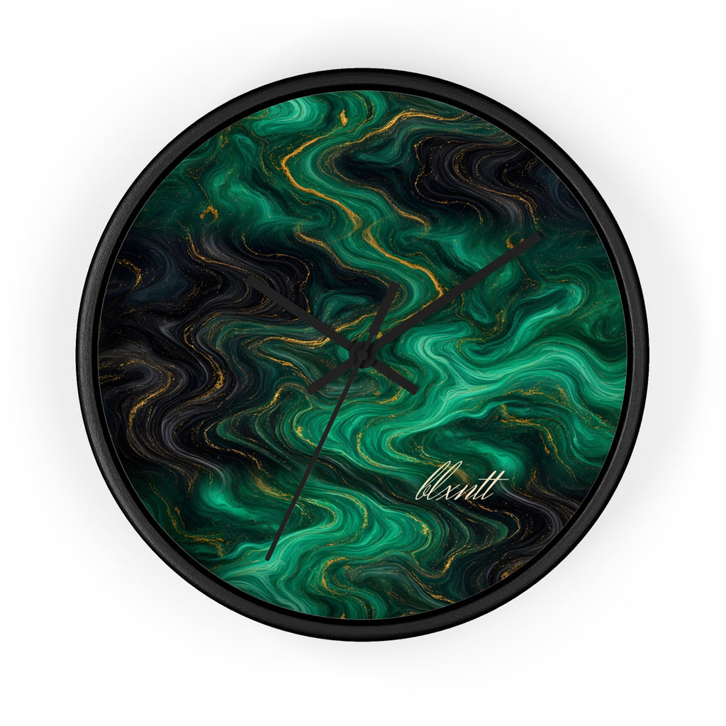 Emerald & Black Marble Wall Clock