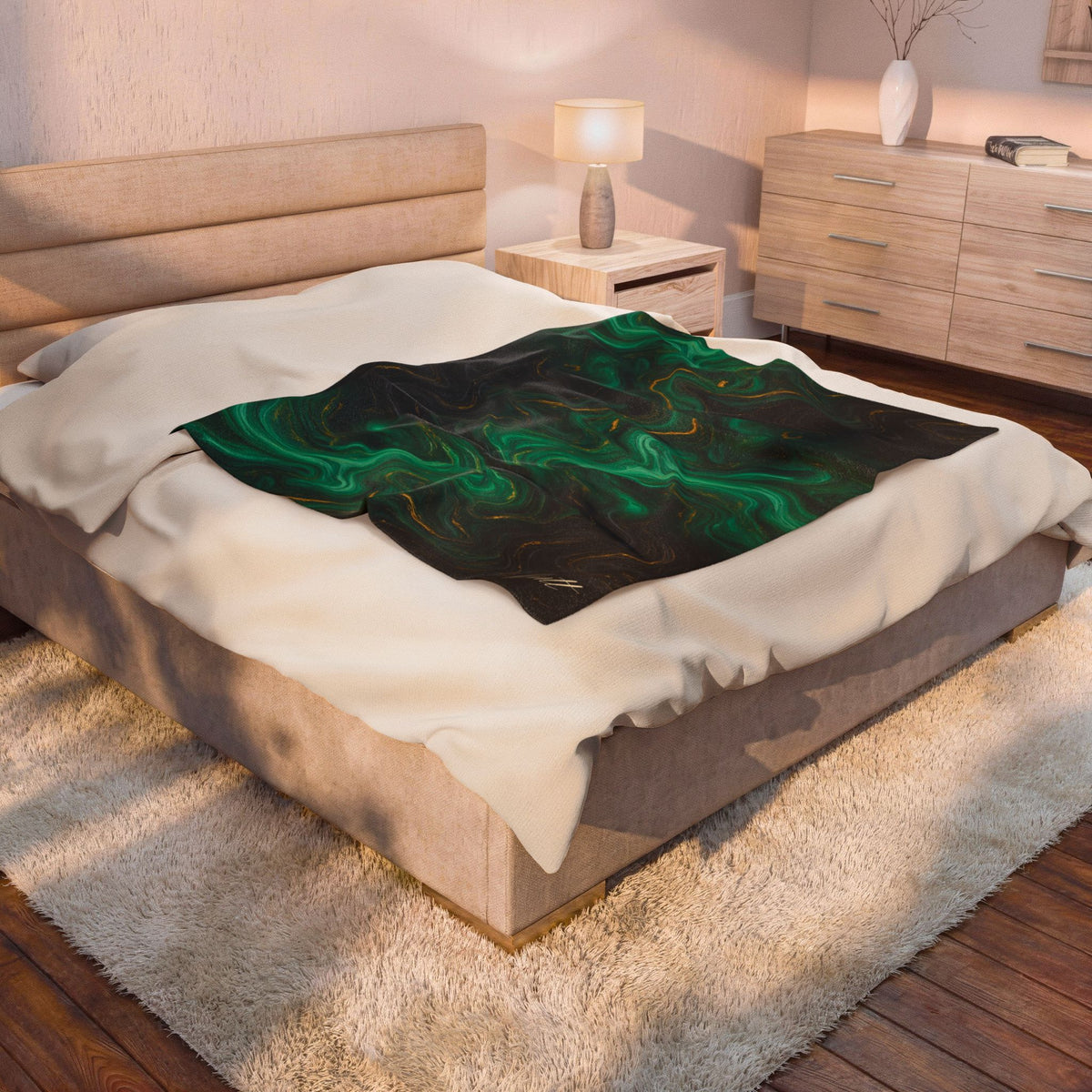 Emerald & Black Marble Blanket