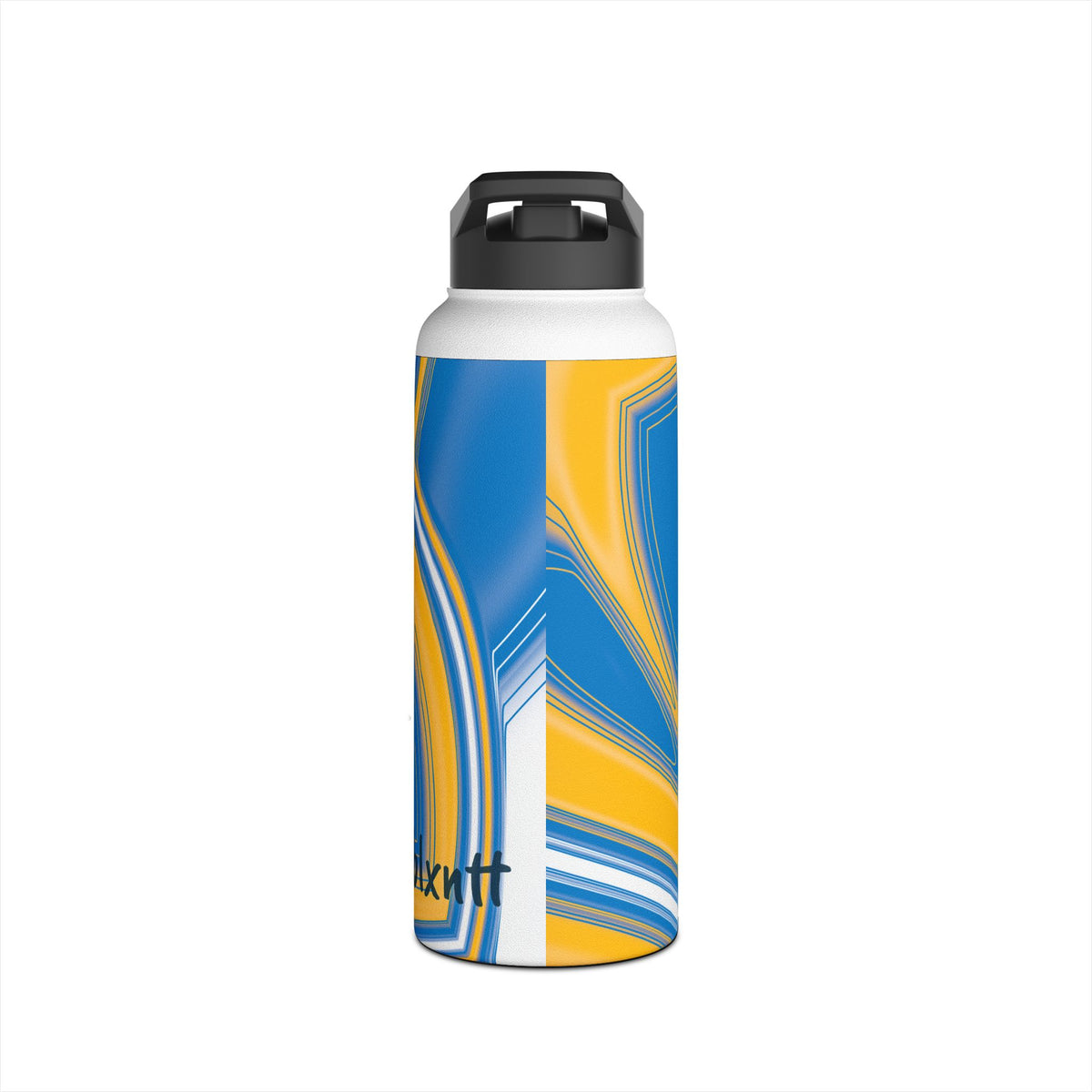 Powder Blue & Gold Trippy Football Water Bottle