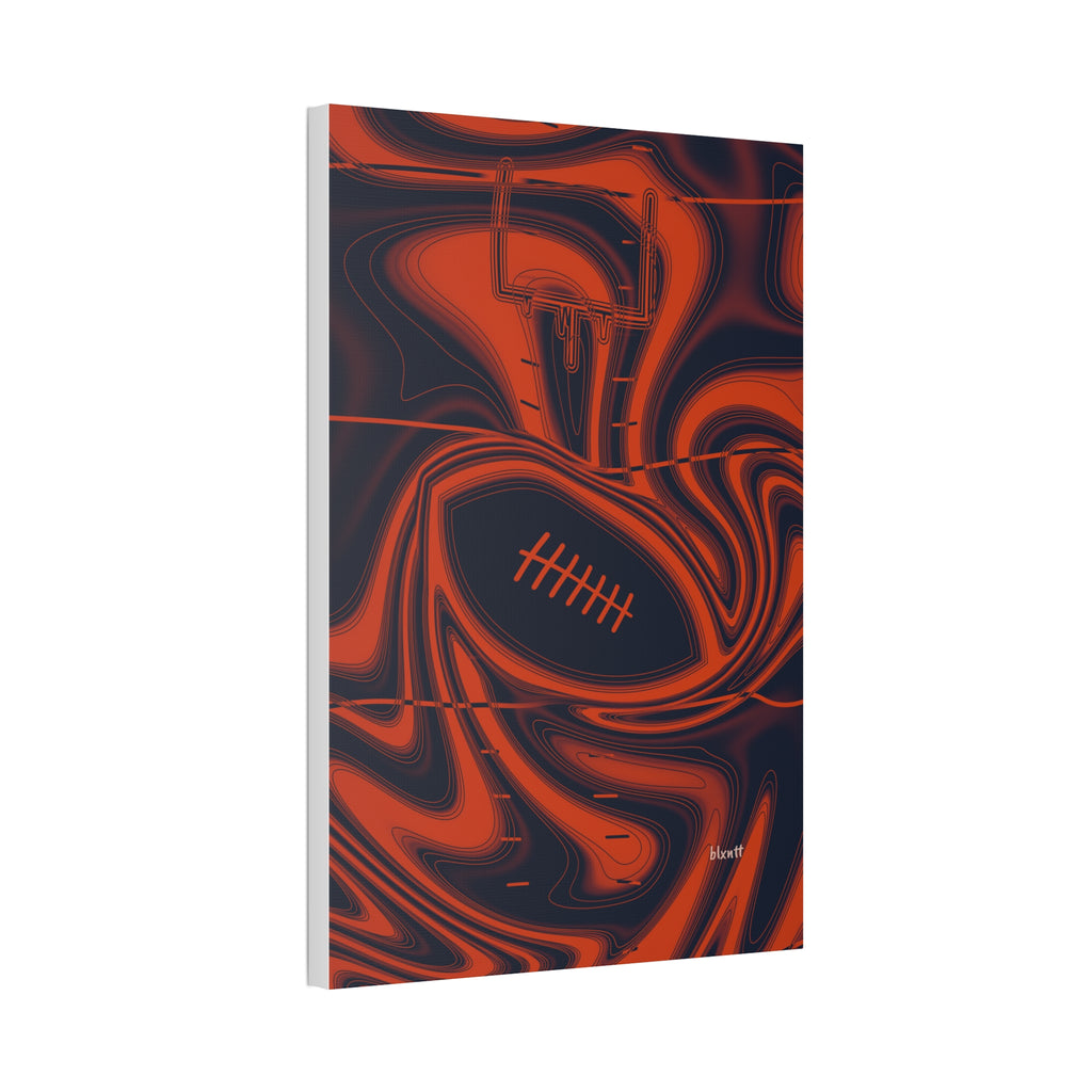 Navy & Orange Trippy Football Glossy Canvas