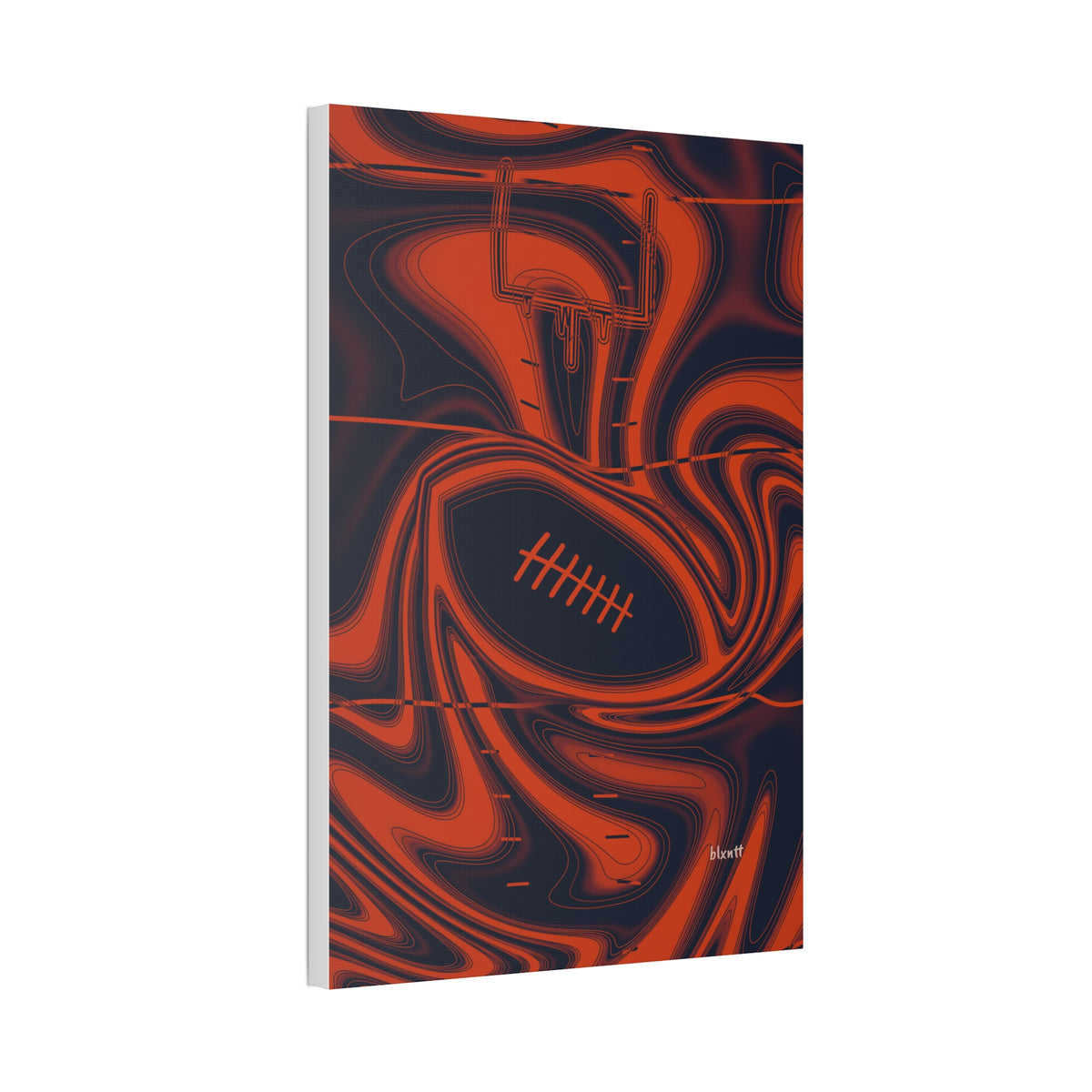 Navy & Orange Trippy Football Glossy Canvas