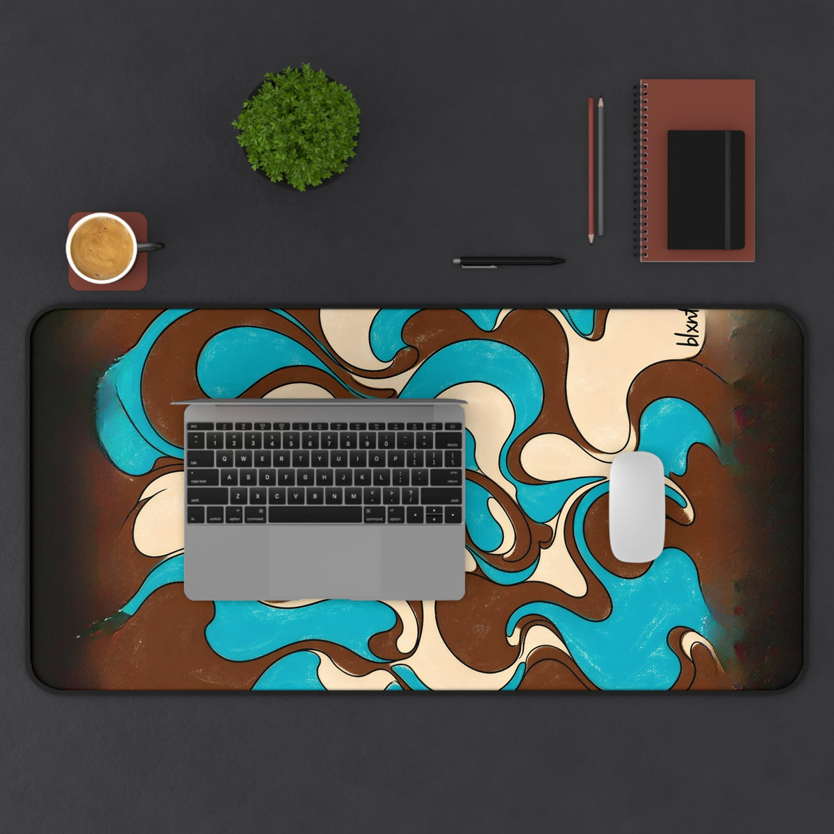 Fillmore Flow - Turquoise & Chocolate Desk Mat