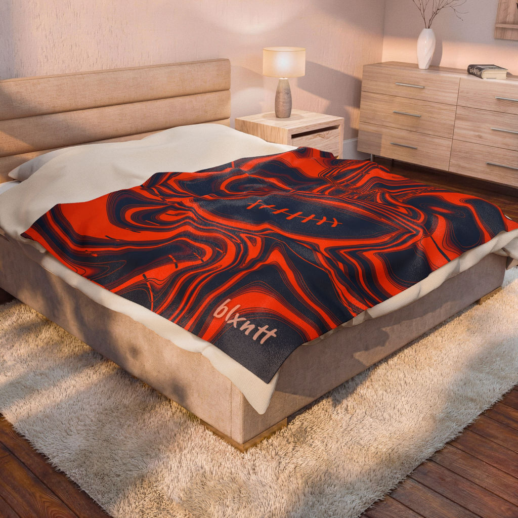 Orange & Navy Trippy Football Blanket