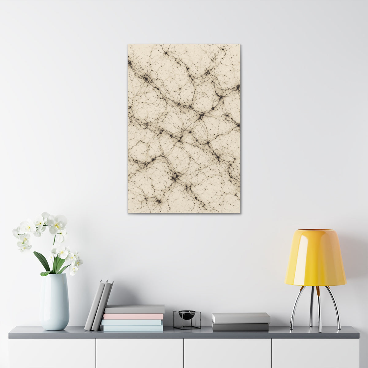 Neon Mycelium - Ink on Paper Glossy Canvas