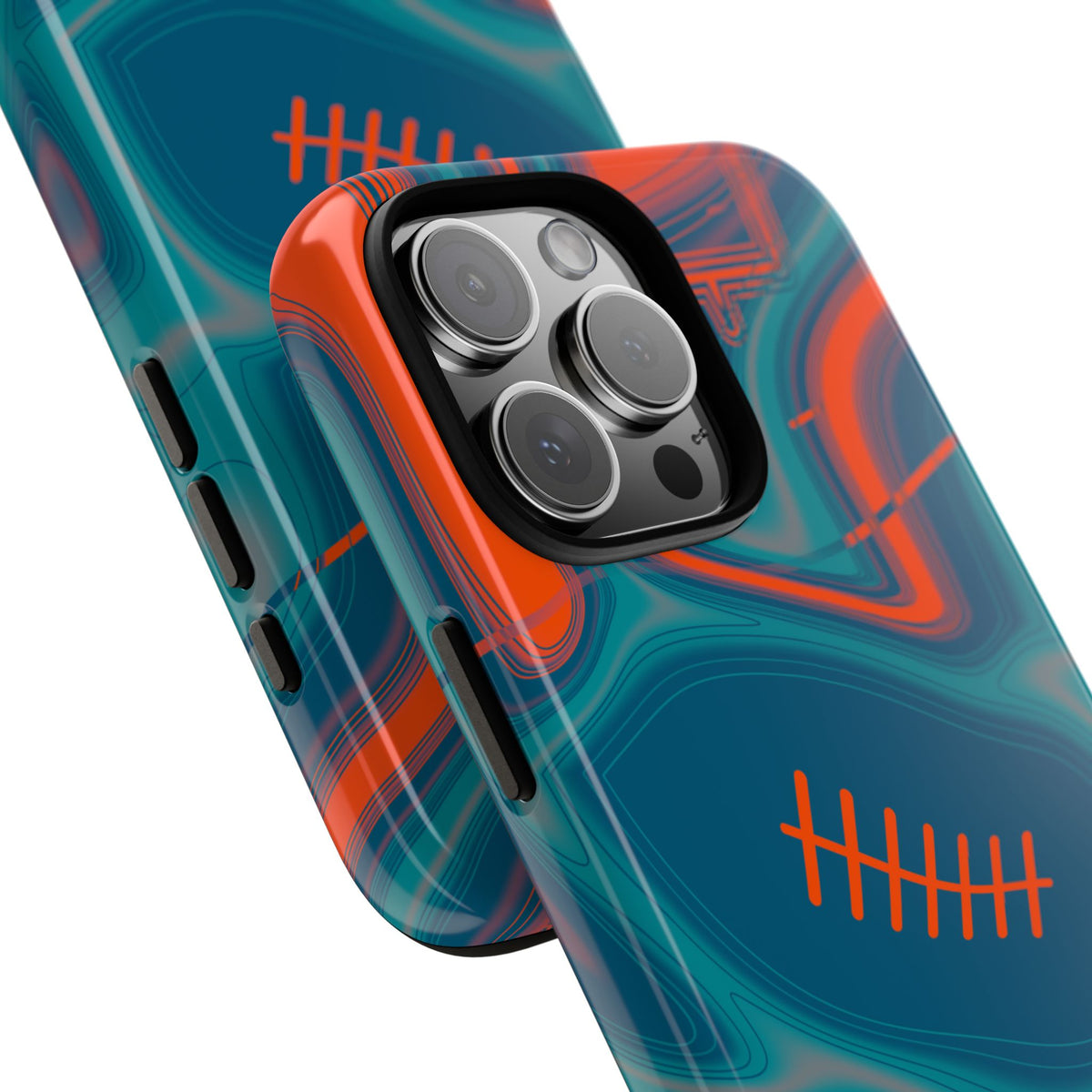 Aqua & Orange Trippy Football Phone Case