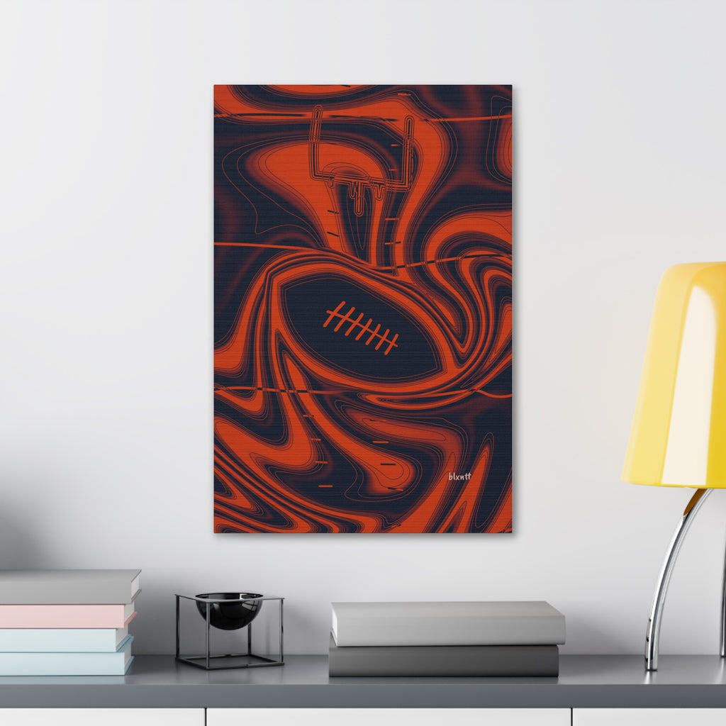Navy & Orange Trippy Football Glossy Canvas