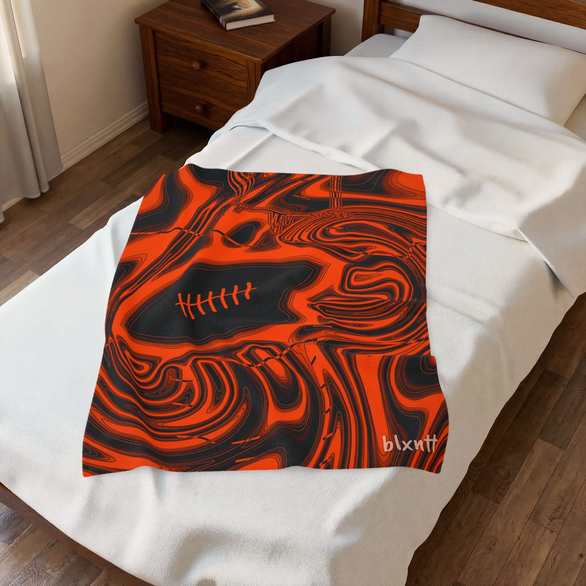 Orange & Black Trippy Football Blanket