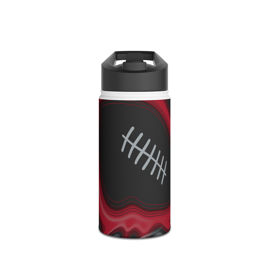 Red, Black & Silver Trippy Football Water Bottle