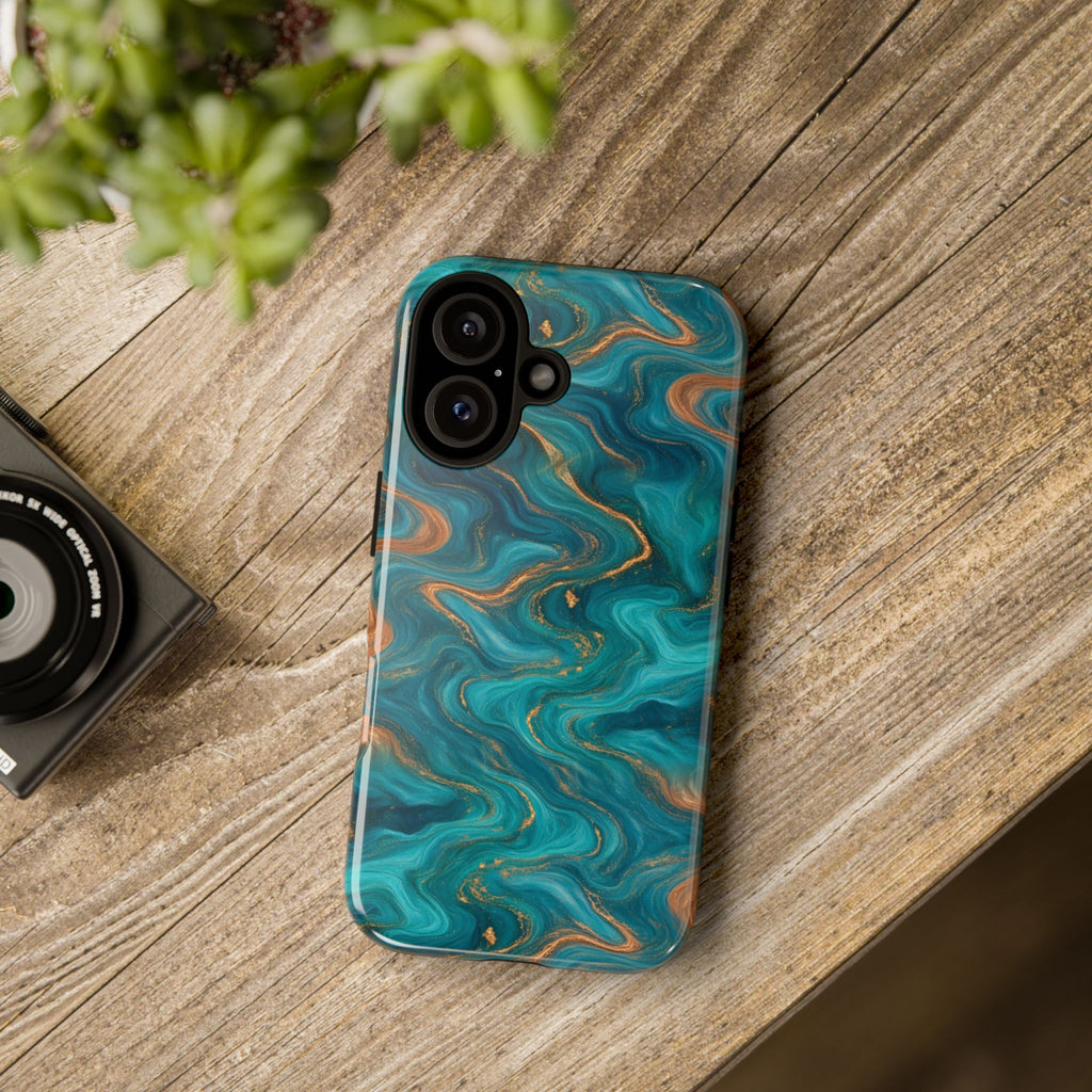 Turquoise & Copper Marble Phone Case