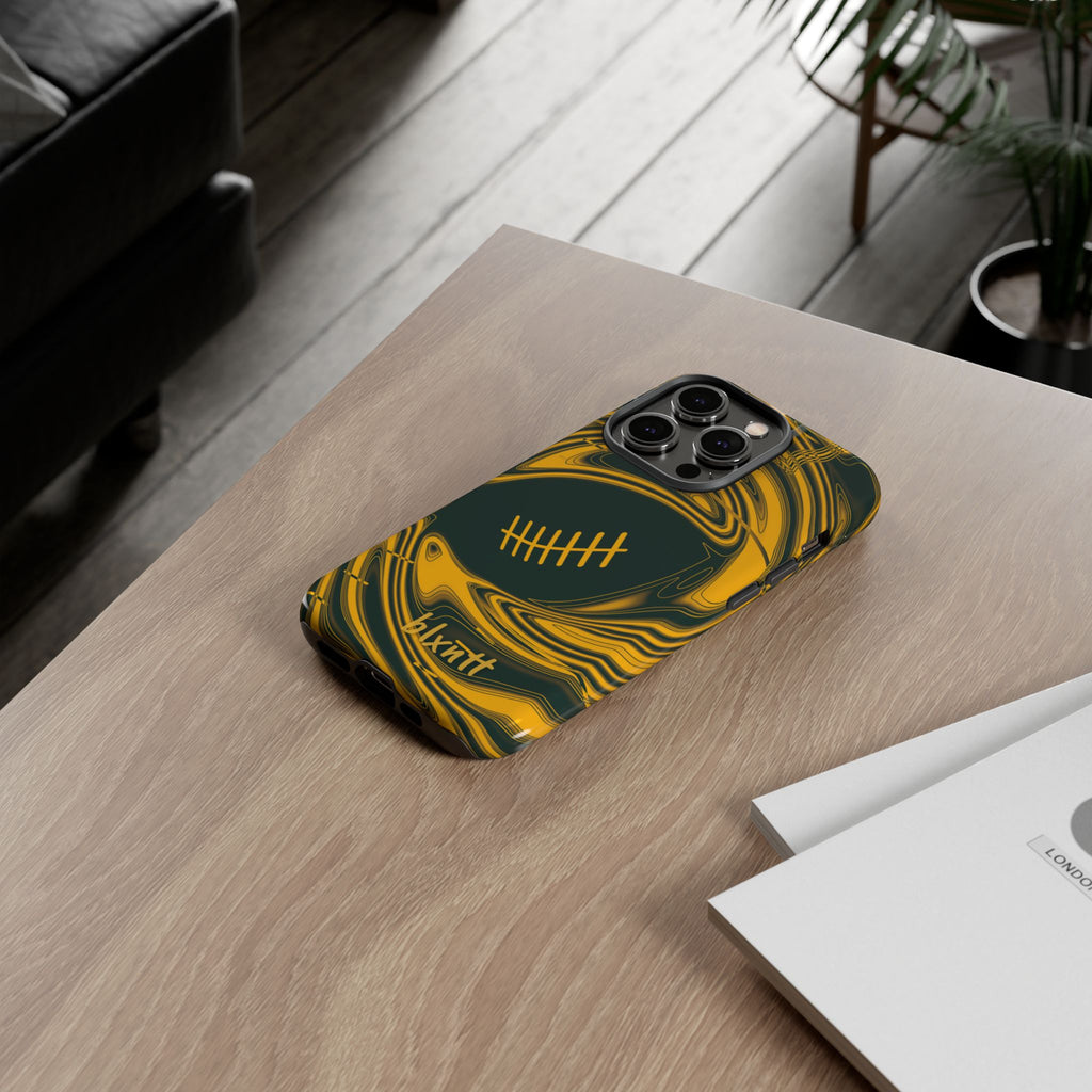 Green & Gold Trippy Football Phone Case