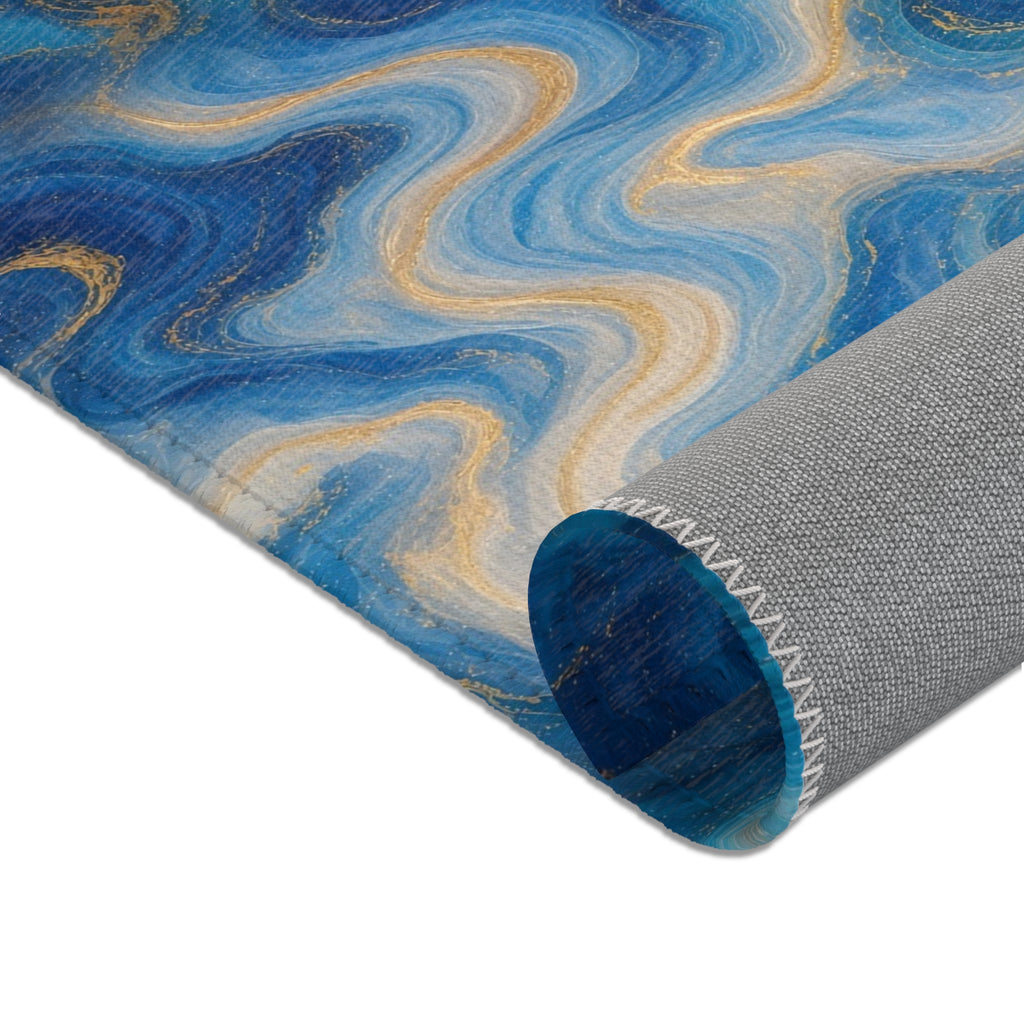 Ocean Blue Marble Area Rug