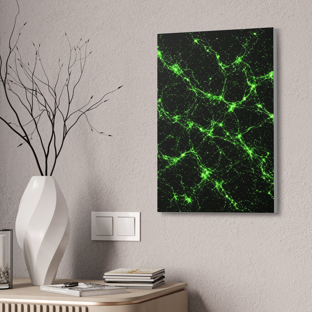 Neon Mycelium - Toxic Lime Glossy Canvas