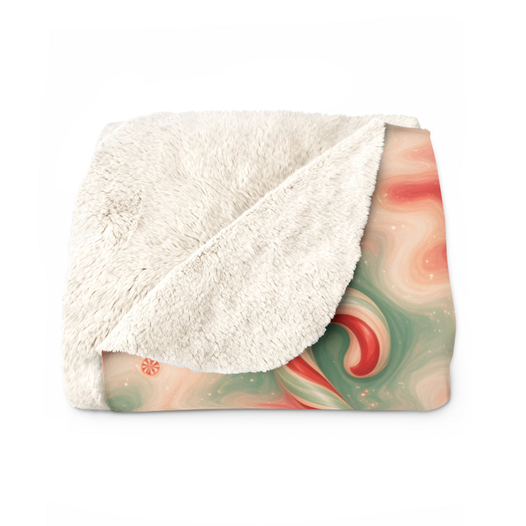 Candy Cane Trippy Christmas Sherpa Blanket