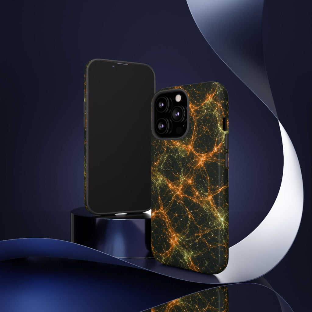Neon Mycelium - Electric Tangerine Teal Phone Case