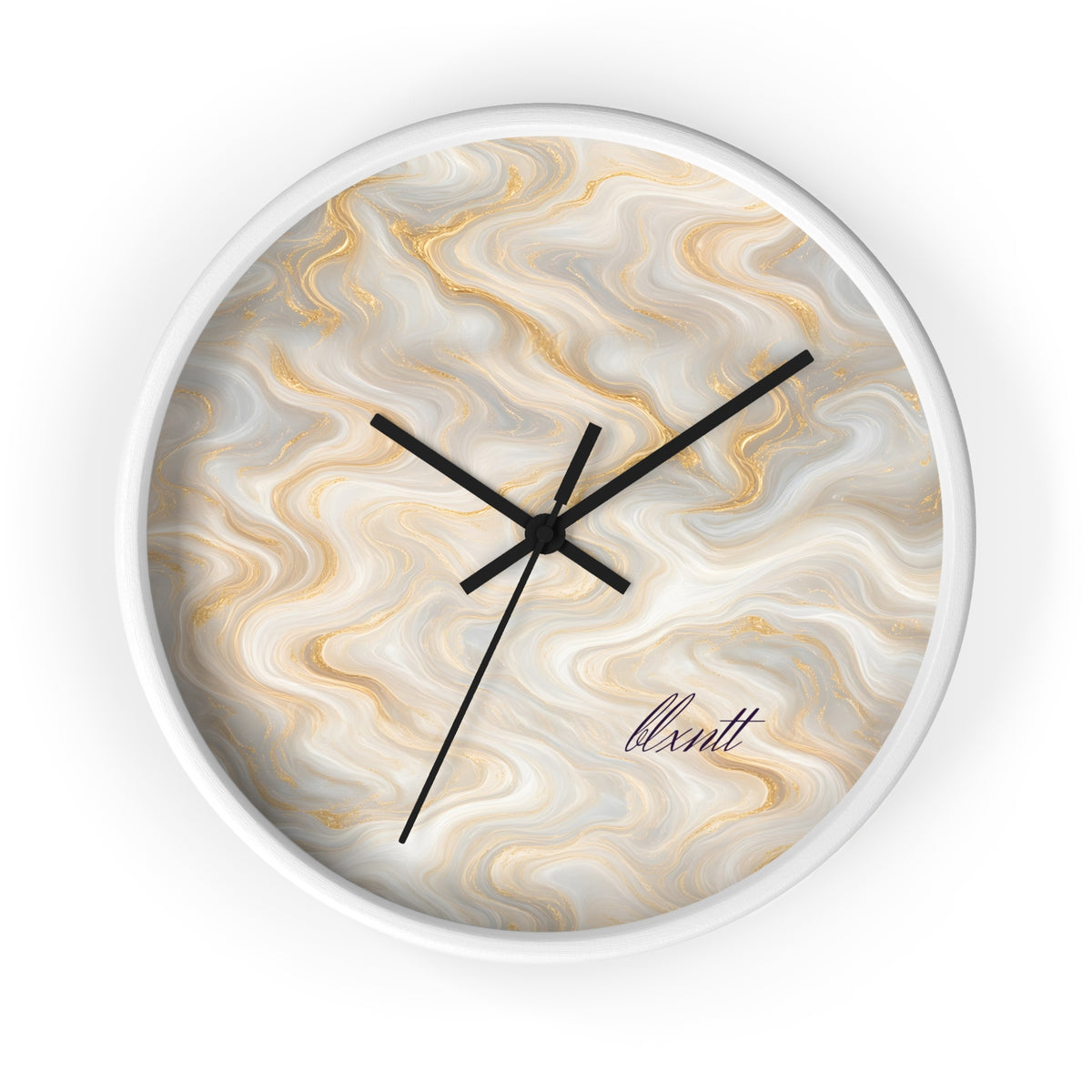 White & Gold Marble Wall Clock
