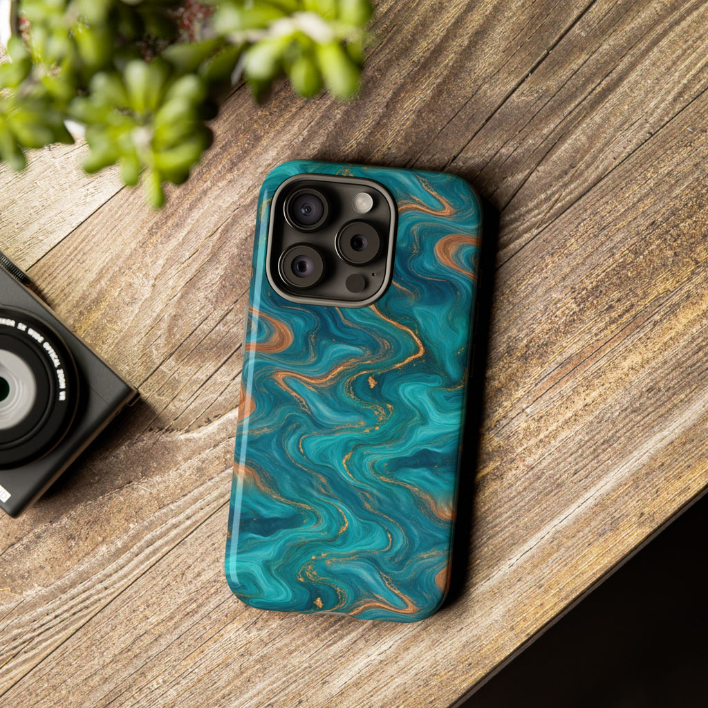 Turquoise & Copper Marble Phone Case