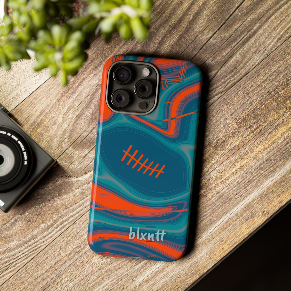 Aqua & Orange Trippy Football Phone Case