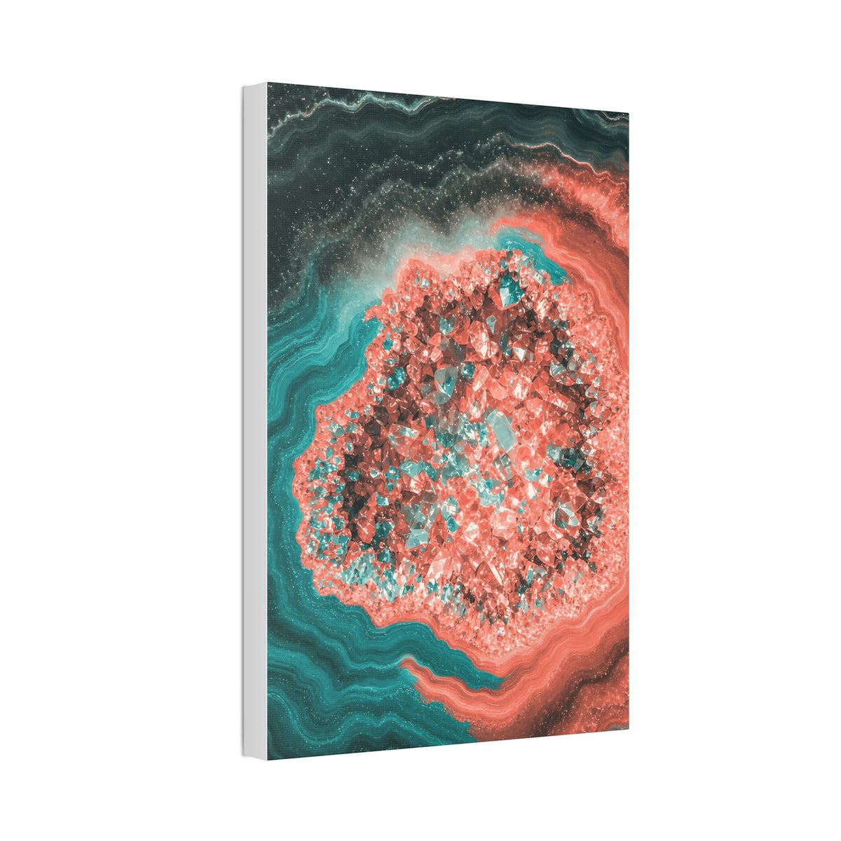 Geode Core - Coral Teal Glossy Canvas
