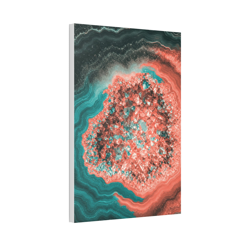 Geode Core - Coral Teal Glossy Canvas