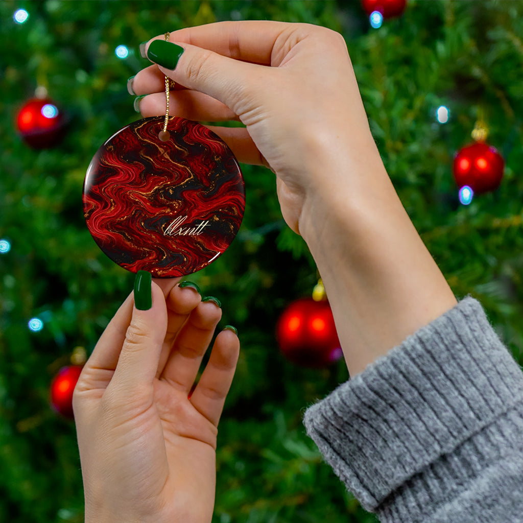 Red & Black Marble Ornament