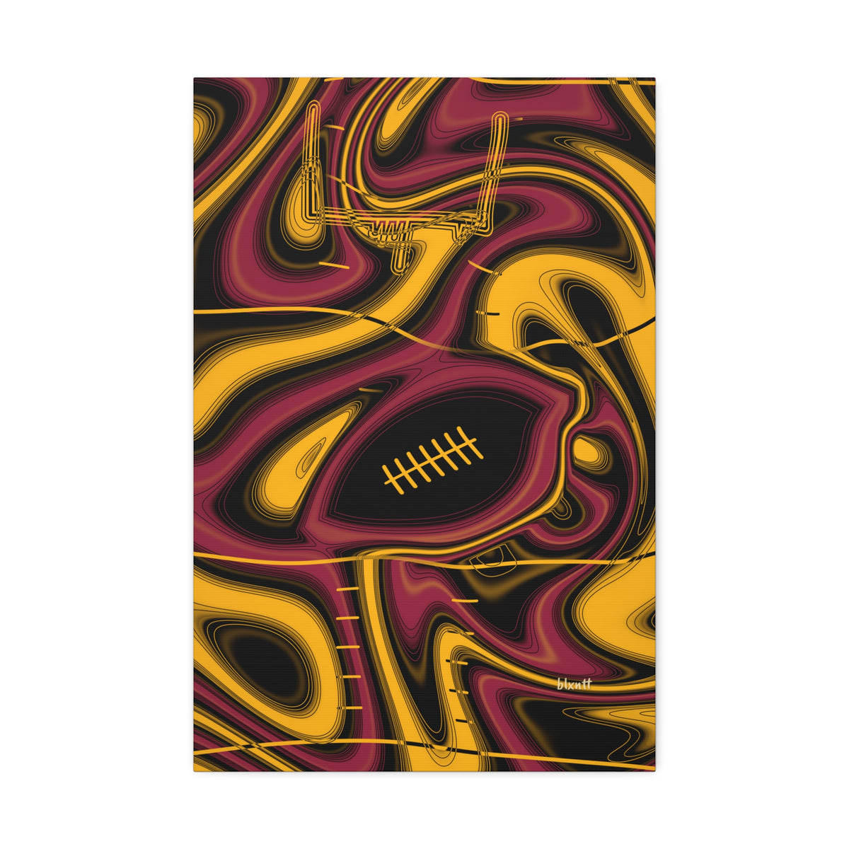 Cardinal Red, Black & Gold Trippy Football Glossy Canvas