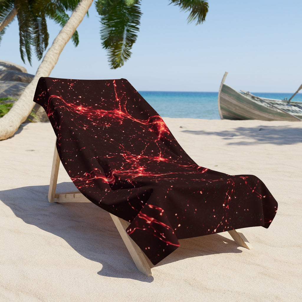 Neon Mycelium - Blood Moon Beach Towel