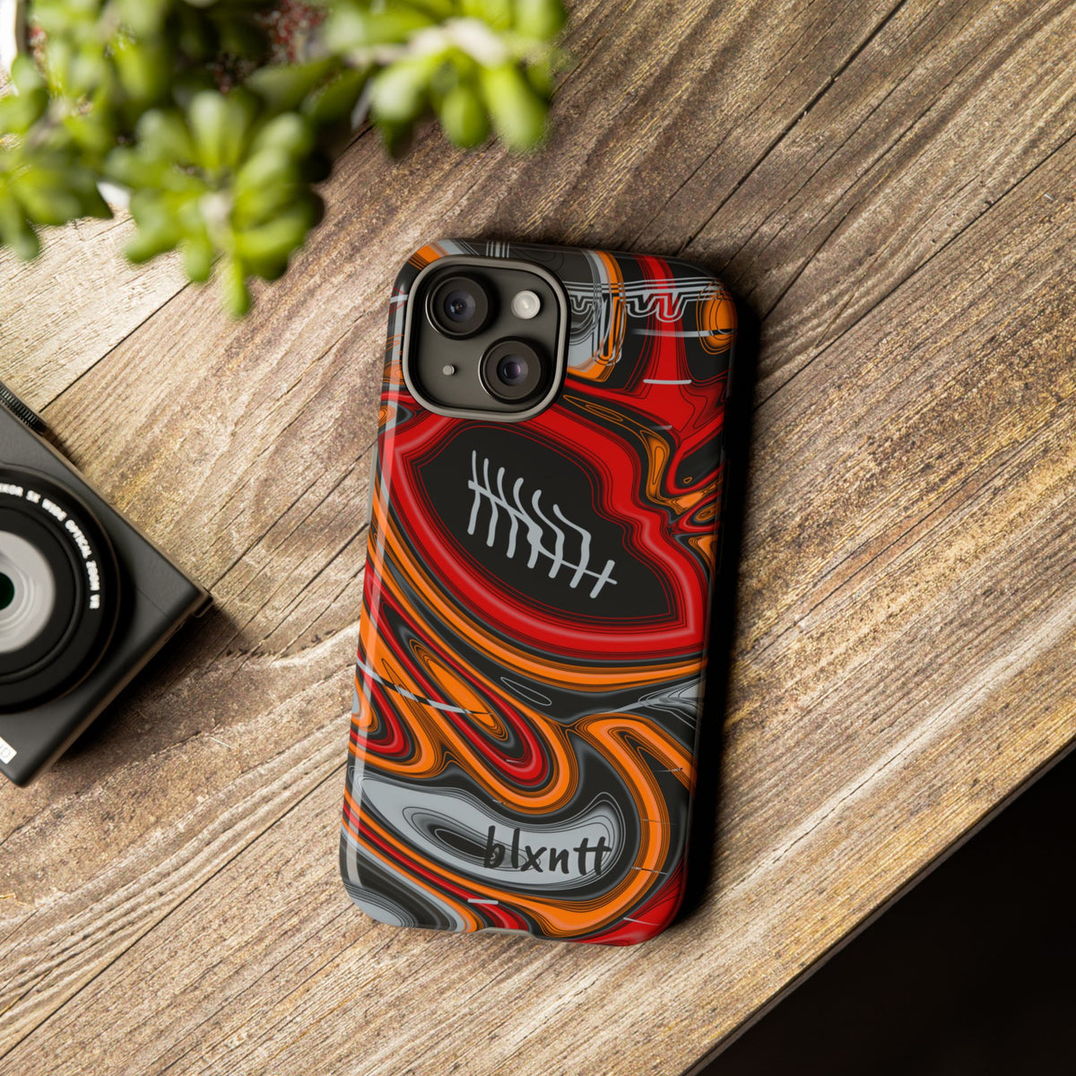 Red, Orange & Pewter Trippy Football Phone Case
