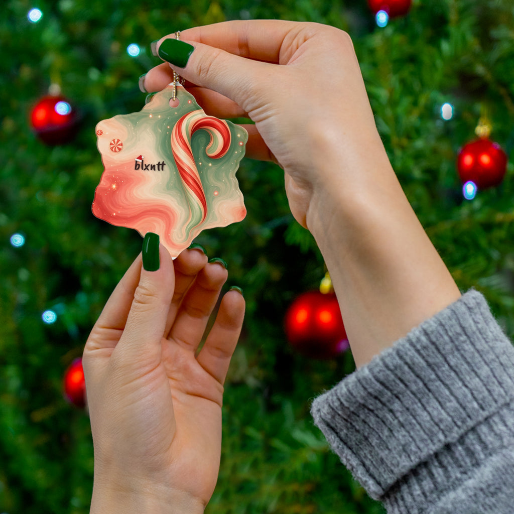 Candy Cane Trippy Christmas Ornament