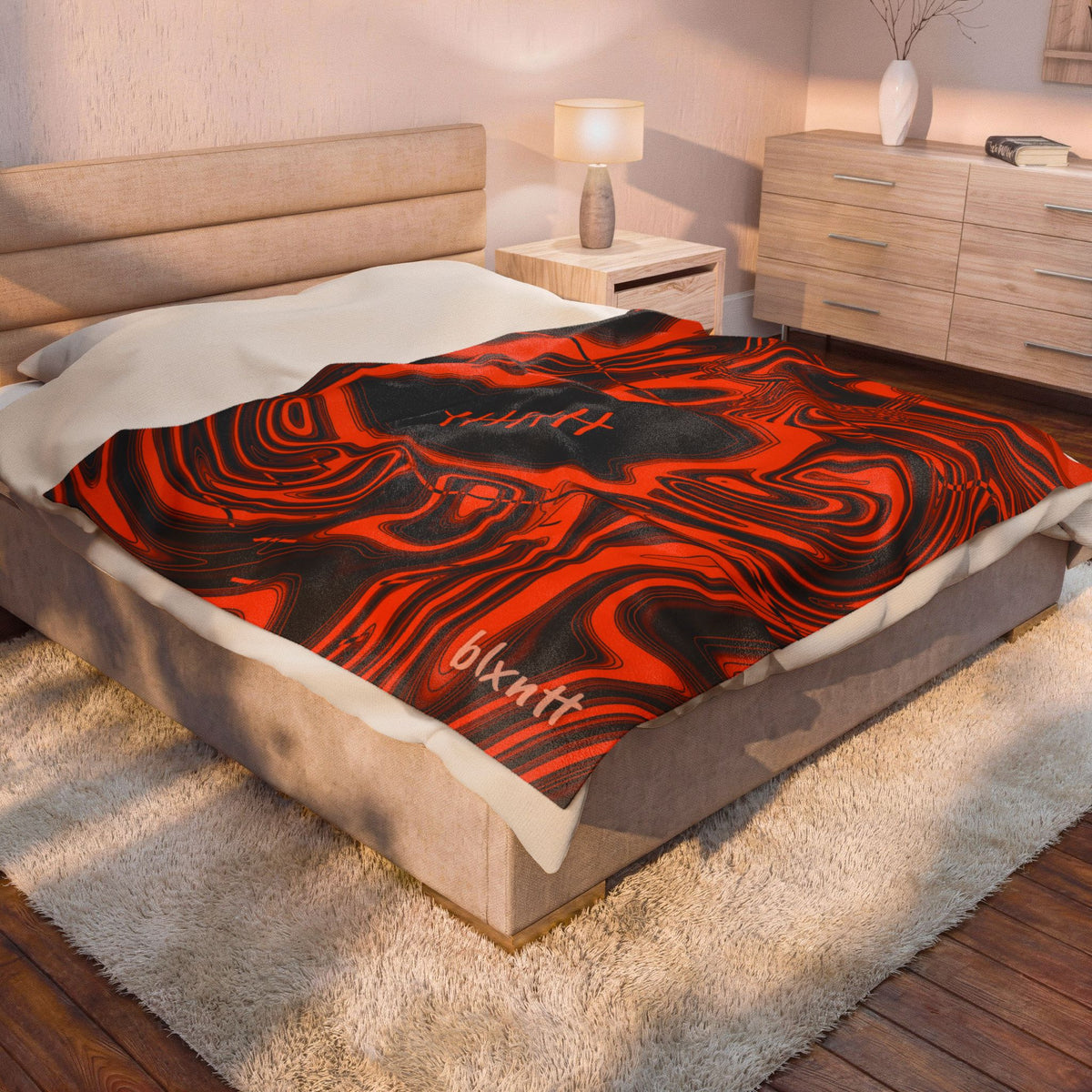 Orange & Black Trippy Football Blanket