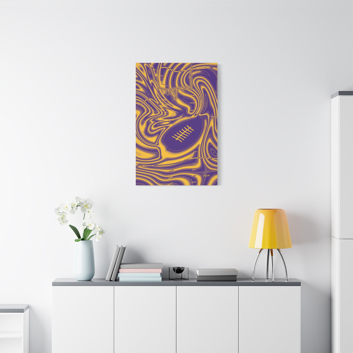 Purple & Gold Trippy Football Canvas