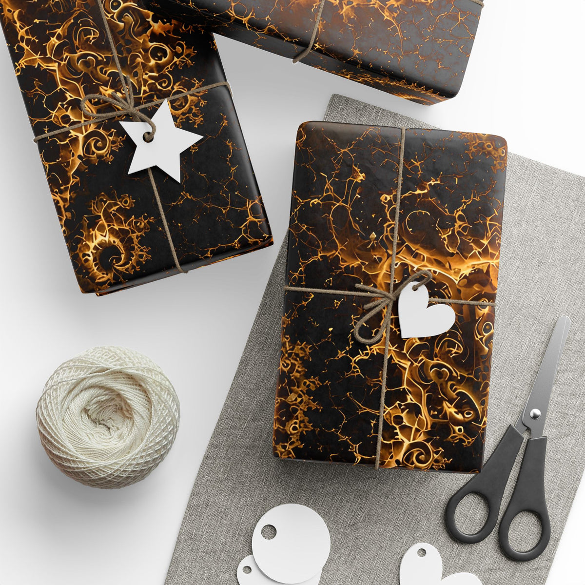 Copper Infinity - Gold on Black Wrapping Paper