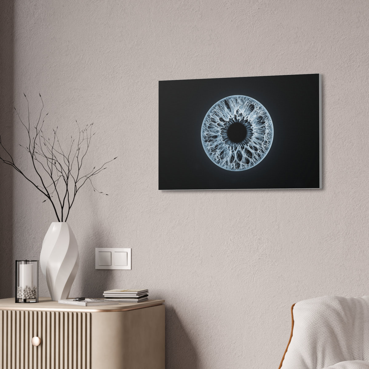 BLXNTT Iris – Lace Web Ice Blue Glossy Canvas